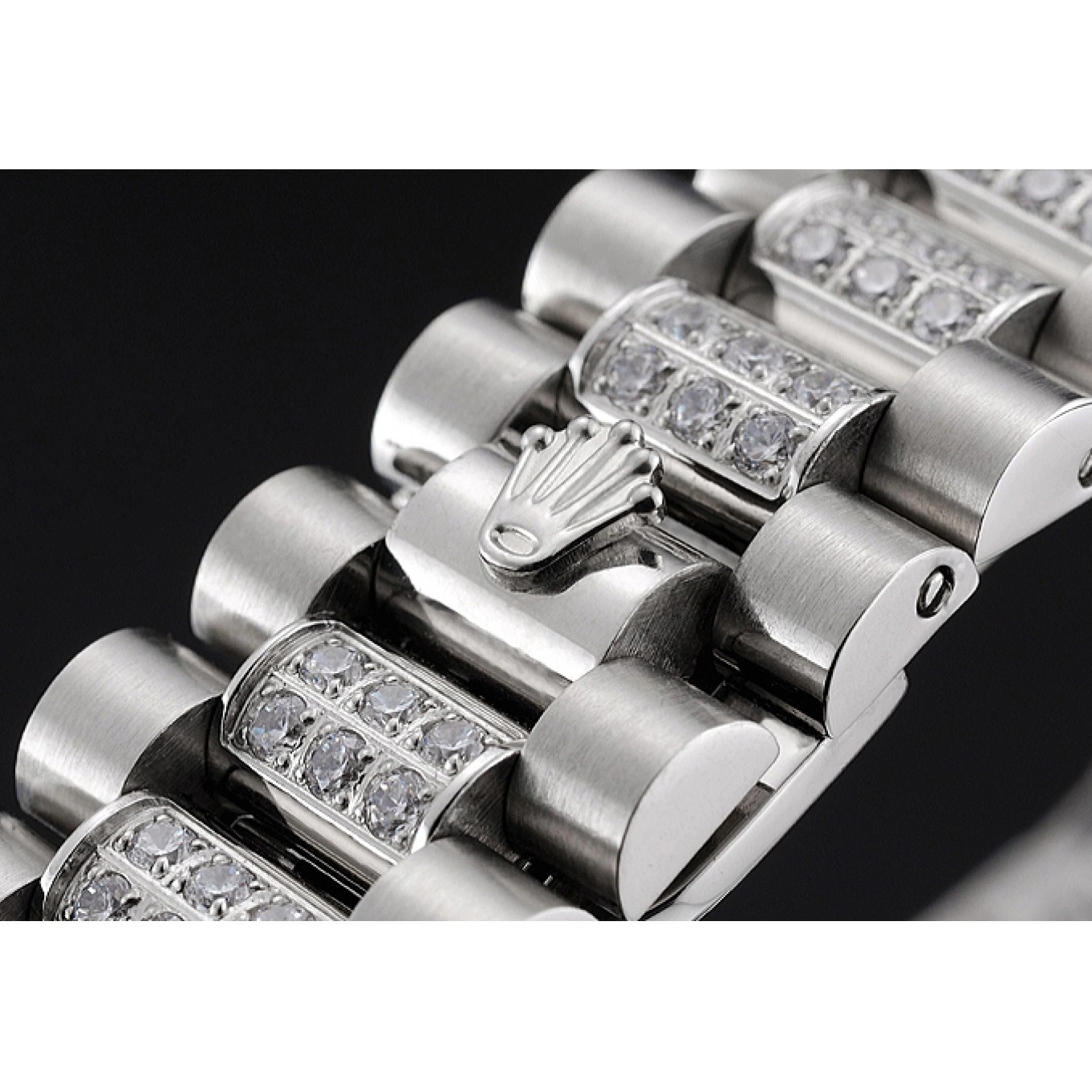 Rolex aaa copy Bezel Diamond And Steel Stainless Rolex Day Pave And Bracelet Swiss Dial Date 0608